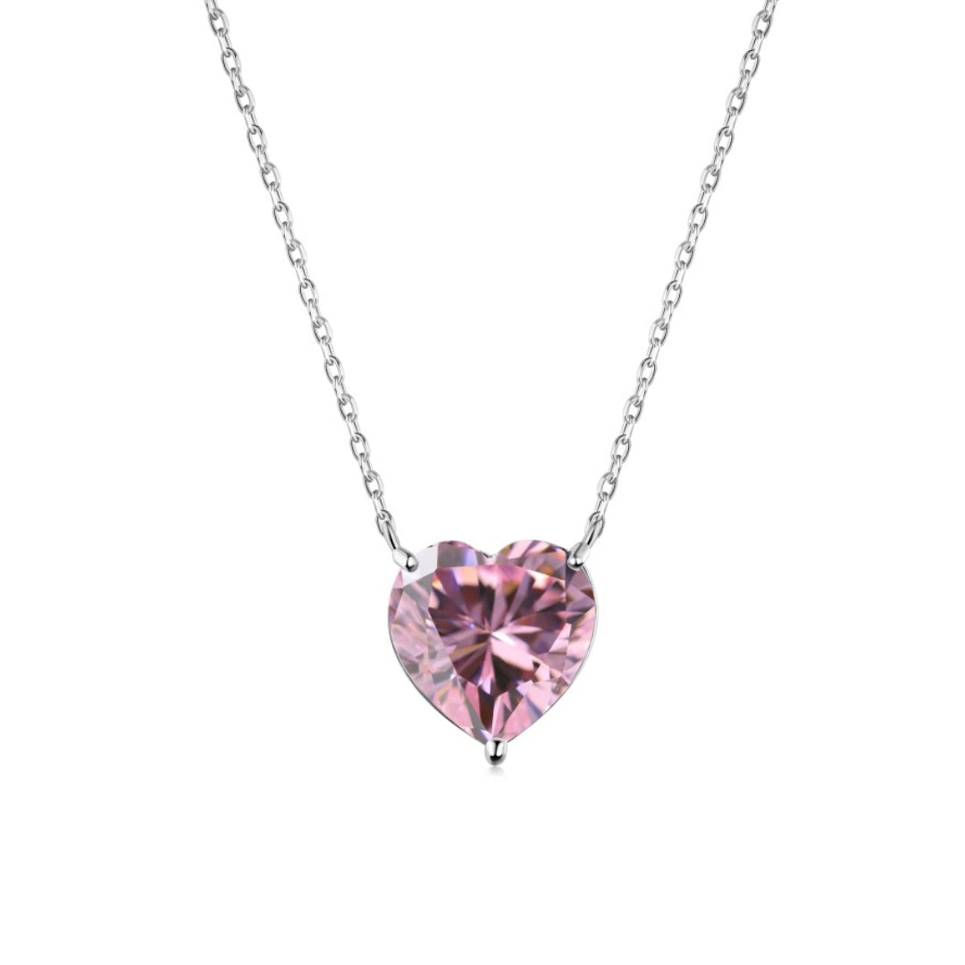 Aurélia 925 Sterling Silver Pink Heart Necklace