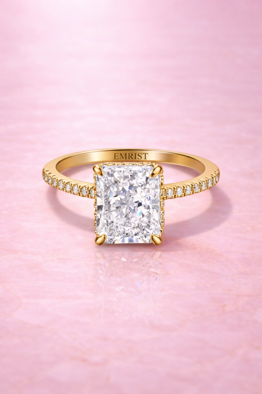 Meéra Hidden Halo 14k Gold Radiant Cut Ring