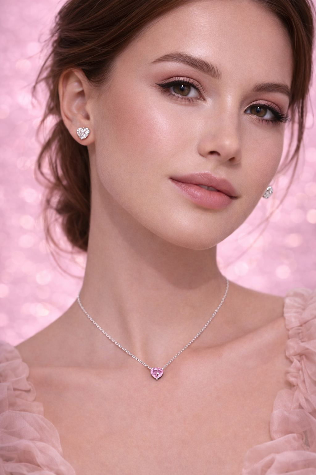 Aurélia 925 Sterling Silver Pink Heart Necklace