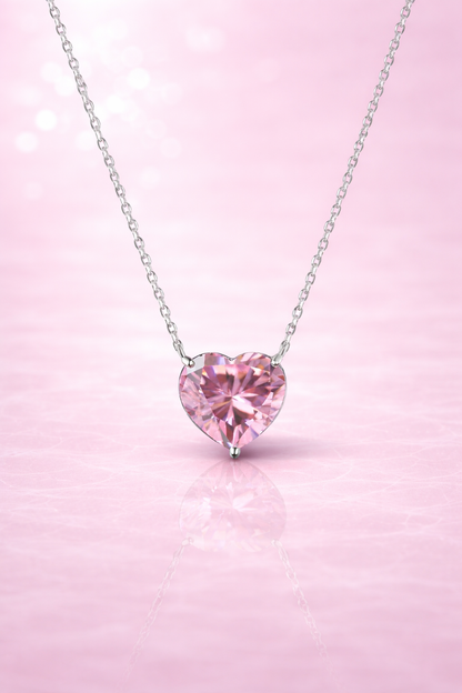 Aurélia 925 Sterling Silver Pink Heart Necklace
