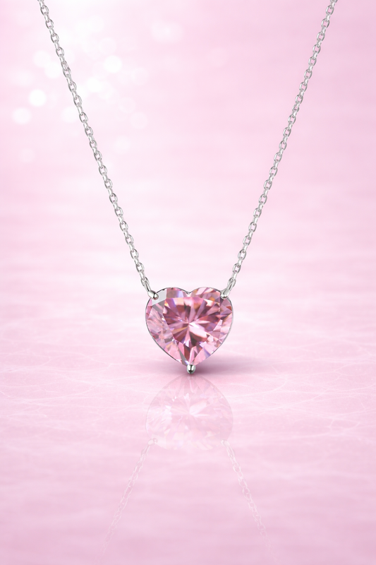 Aurélia 925 Sterling Silver Pink Heart Necklace