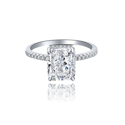 Meéra Hidden Halo 925 Sterling Silver Radiant Cut Ring