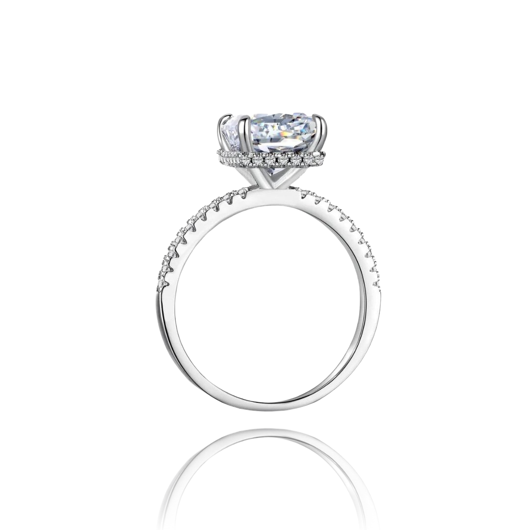 Meéra Hidden Halo 925 Sterling Silver Radiant Cut Ring